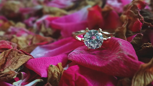 gold-colored diamond solitaire ring thumbnail