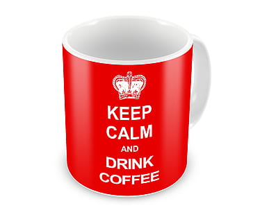 red and white Keep calm and drink coffee ceramic mug thumbnail
