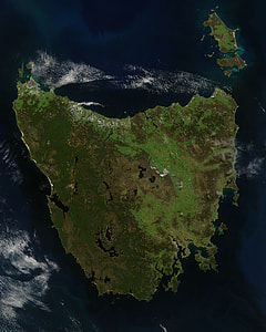Satellite Photo of Tasmania, Australia thumbnail