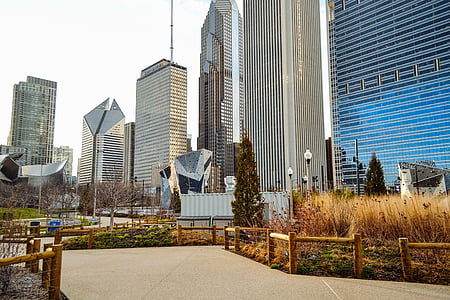 brown wooden rails outside high-rise and mid-rise buildings thumbnail