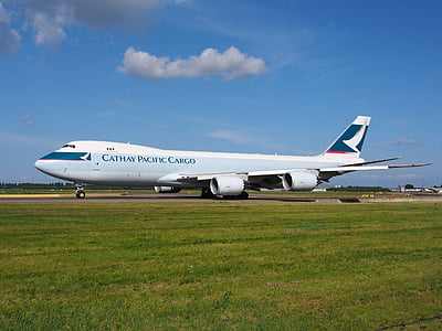 Cathay Pacific Cargo airplane on airport thumbnail