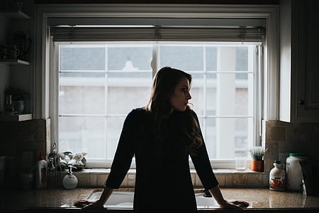woman leaning on sink thumbnail