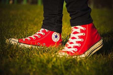 pair of red Converse All-Star high-top sneakers thumbnail