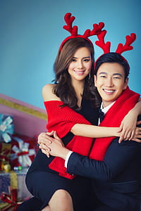 smiling man and woman while hugging thumbnail