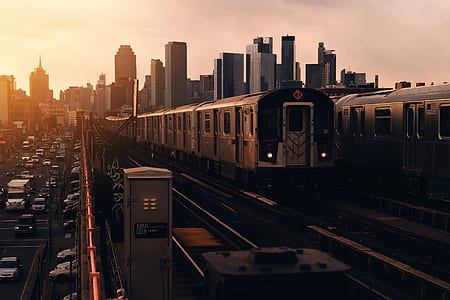 low light photo of train on railroad thumbnail