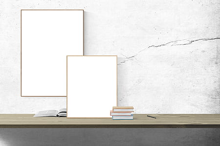 white wooden board on brown shelf thumbnail