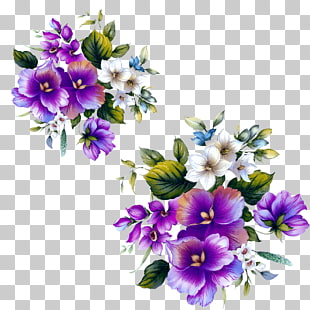 Floral design Flower Purple, Purple flowers decorative floral patterns, purple and white flowers template PNG clipart