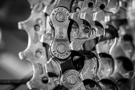 shallow focus of gray steel gears thumbnail