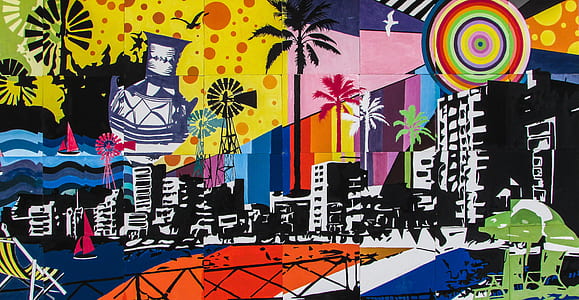 multicolored city buildings illustration thumbnail