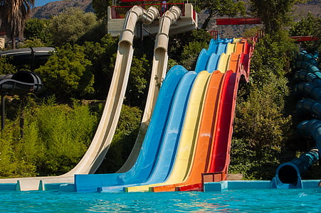 blue, yellow, and red pool slide thumbnail