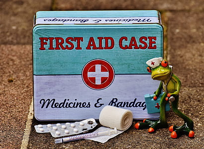 frog in front of first aid case illustration thumbnail