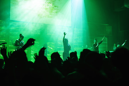 Green light stage at a concert venue thumbnail