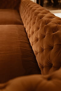 Orange velvet couch thumbnail