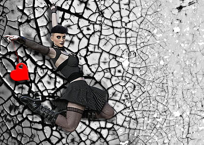 woman holding heart on cracked surface illustration thumbnail