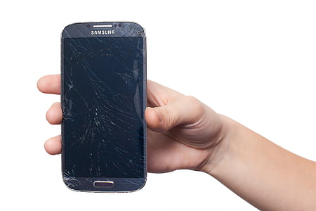 cracked black Samsung Galaxy Android smartphone thumbnail