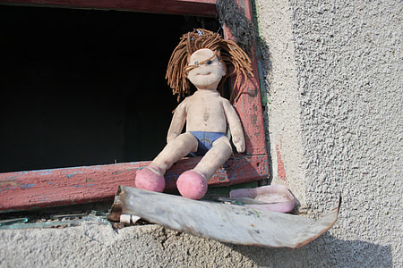 doll, toys, ugly, old, abandoned, childhood thumbnail