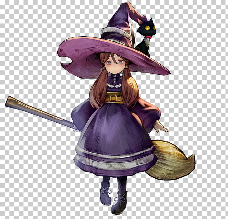 Anime witch on broom