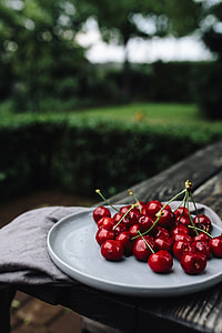Fresh Cherries on a simple plate thumbnail