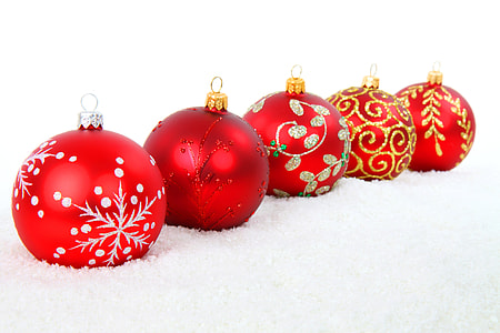 selective photo of five red baubles thumbnail