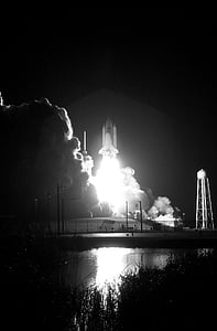 grayscale photo of spaceship about to take flight thumbnail