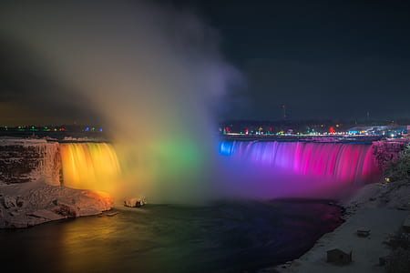 photo of waterfalls at nighttime thumbnail