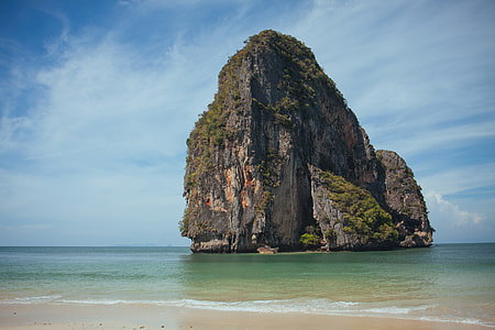 Landscape photo taken from tropical Phra Nang Beach in Krabi, Southern Thailand thumbnail