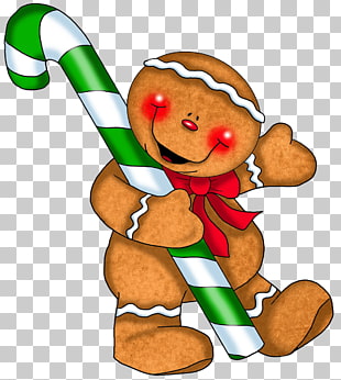 Candy cane Lollipop , Gingerbread Ornament with Candy Cane , gingerbread man PNG clipart