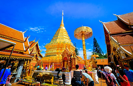 people standing around temple thumbnail