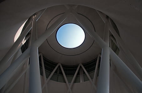 low-angle photography of white building interior thumbnail