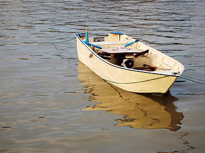 Small rowing boat on water thumbnail