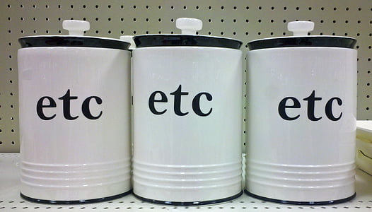 three white-and-black etc-printed ceramic canisters thumbnail