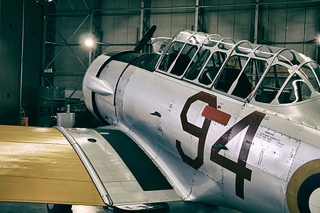 Photo of an old retro aeroplane, image captured at Duxford Air Museum, England thumbnail