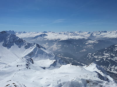 aerial photography of snow covered mountains thumbnail