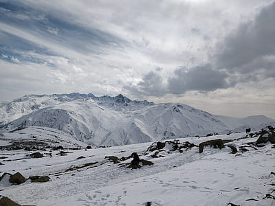 landscape photography of snowy mountain under cloudy sky thumbnail