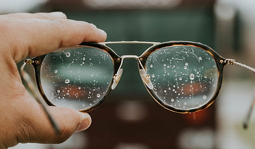 black framed sunglasses with rain dew thumbnail