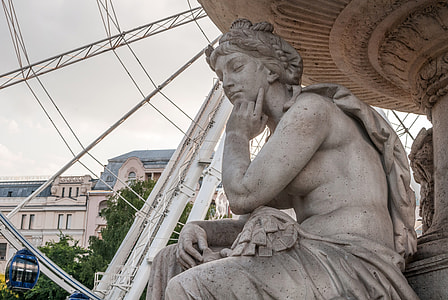 Budapest city Statue of women thinking in Hungary thumbnail