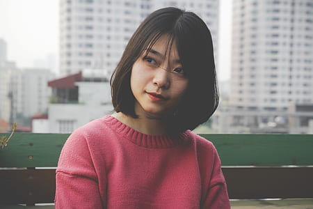 woman in red sweater thumbnail