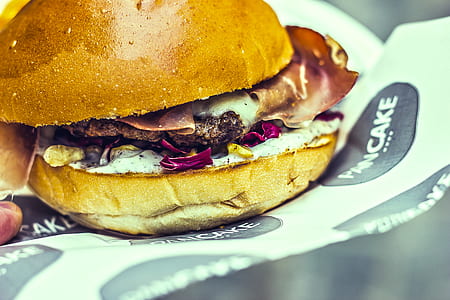 burger with meat and ham photo thumbnail