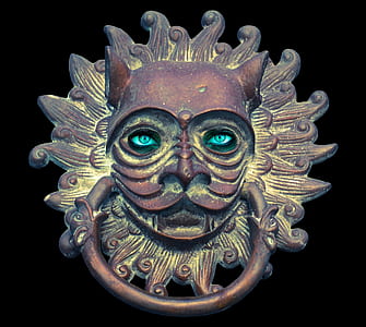 brown and yellow steel door knocker thumbnail