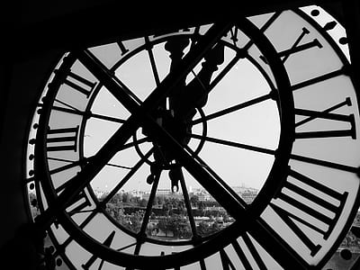 round black metal tower clock thumbnail