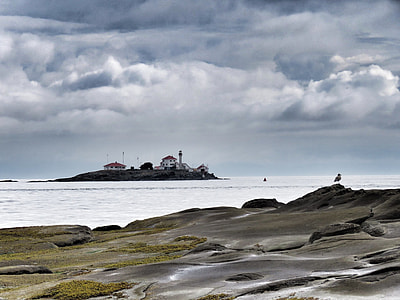 Gabriola Island Lighthouse, Cloudy Sky thumbnail
