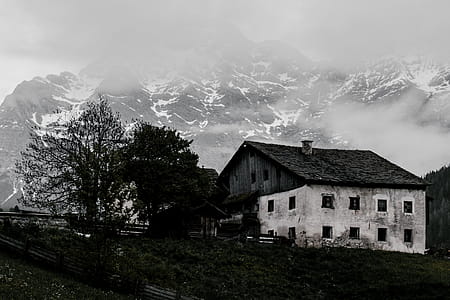 Grayscale Photo Of Barn thumbnail