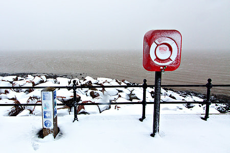 Coastal snow in the winter time on the Kent Coast in Southern England thumbnail