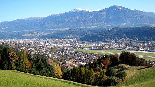 aerial photography of village and mountains thumbnail