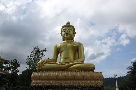 gold Buddha statue low-angle photo thumbnail