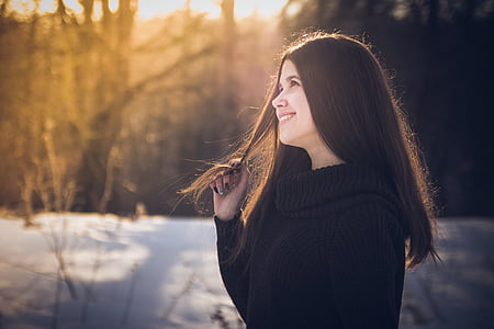 portrait photo of woman in black sweatshirt thumbnail