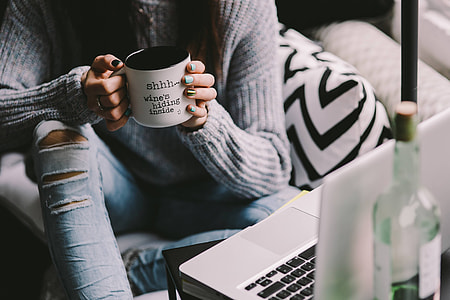 Girl drinking wine in her mug thumbnail
