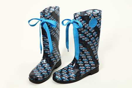 pair of blue-white-and-black mid-calf boots illustration thumbnail