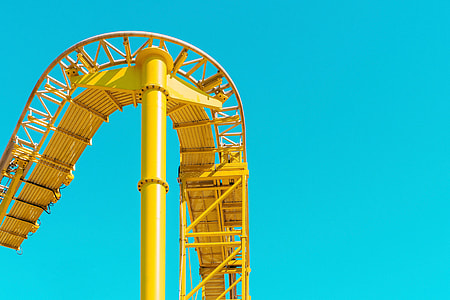 yellow metal roller coaster rail thumbnail