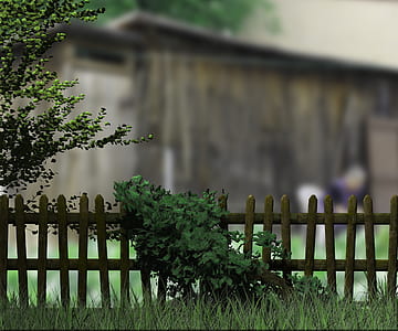 selective focus photography of wooden fence covered with vine grass thumbnail